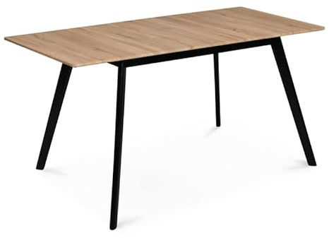 IDMarket - Table scandinave Extensible Rectangle Inga 4-8 Personnes Plateau Bois Pieds Noirs 120-160 cm
