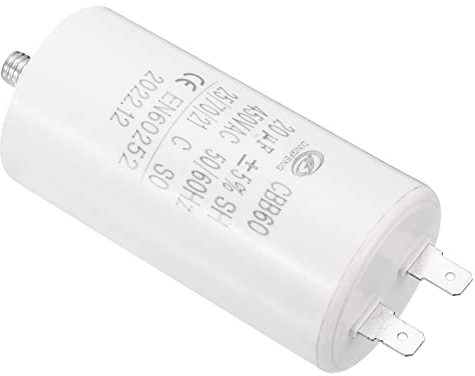 PATIKIL CBB60 20uF Running Capacitor, 1Pcs AC 450V 2 Pins 50/60Hz Cylinder Bottom with M8 Screw for Washing machine, Water Pump Motor Star,1.64 x 3.12inch