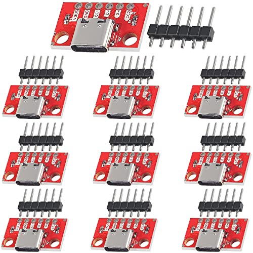 Youmile 10 Stück USB Type-C Breakout Board Serial Basic Breakout Female Connector Type mit Pin Header 2.54mm / 0.1 PCB Converter Board