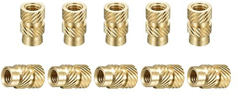 DTGN M3x8mmx5mm(IDxLxAD) Gerändelt Einsatz Muttern - 60 Pack - Gut für Plastik Schalen - Messing Innengewinde Heizelement Einsätze Einpressmutter