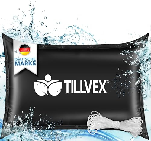 tillvex® Poolkissen Winter XXL | Luftkissen inkl. Reparaturkit | Winterkissen mit Sicherheitsventil | Poolpolster Pool Abdeckung Kissen Doppelnaht (200x240cm, Schwarz)