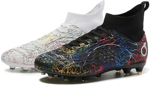 MIGPOGZAI Men's Soccer Shoes High-Top Soccer Cleats Outdoor Breathable Athletic Professional Spikes Youth Boys Football Shoes Unisex