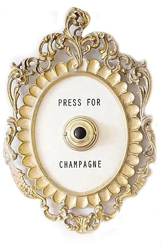 Anello Mini Pressa per Bottone Champagne, Campanello per Vino Champagne Vintage Halloween Decorazione Creativa da Tavolo Campanello Decorazione a Tema Champagne Targa da Muro (Oro)