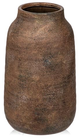 Dekovase Blumenvase aus Keramik Rund Tischvase im Antik Shabby Chic Look Vasen für Blumengesteck, H x Ø: 28 x 15 cm