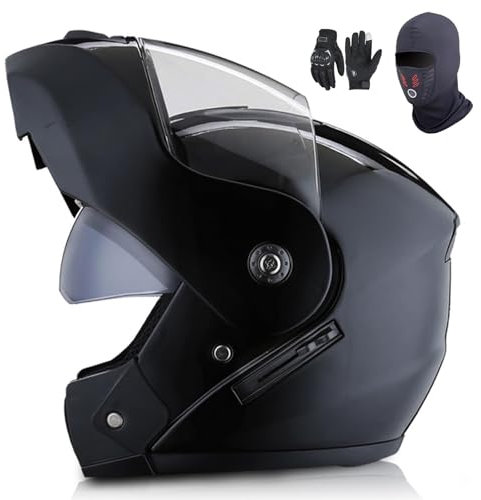 Motorradhelm Klapphelm Motorrad Modularer Helm Rollerhelm mit Doppelvisier ECE Genehmigte Integralhelm Racing Helm Motocross Helm for Damen Herren G,S55-56CM