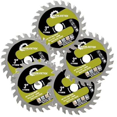 SANLEETEK Lame de Scie Circulaire - 5pcs 75mm Disque Carbure Bois Disque à Tronçonner pour Bois Plastique