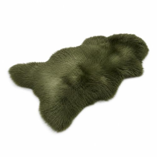 Decorating Sheepskins Pelliccia di agnello merino di alta qualità, verde, 110-120 cm, inodore, vera pelle di pecora, grande, morbida e soffice, per sedie, pelle di agnello, pelle di pecora