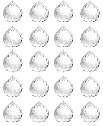 20 Pezzi Prisma Sfera di Cristallo,Acchiappasole Cristallo Cristalli Scacciapensieri da Appendere Decorazioni da Appendere,Trasparente Ciondolo in Cristallo per la Casa,Natale,il Giardino-20mm