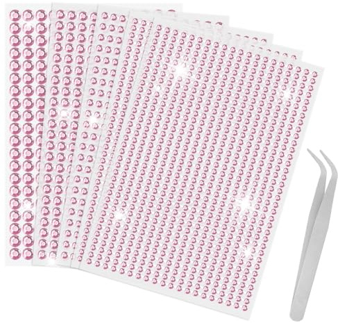 Sularpek 2542 Pcs Strass Autocollant, 5 Feuilles Strass Autocollant Visage, Strass Visage Festival, Strass Adhesif Rond avec pincettes, pour DIY Artisanat Nail Body Maquillage Décoration (3/4/5/6mm）