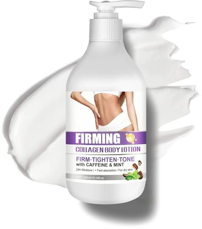 Collagen Creme Hautstraffende Körperlotion, Body Lotion Straffend & Hydratisierend für Frauen mit Koffein & Minze | Hautstraffende Creme Wiederherstellung der Hautelastizität, 24H Hydratation, Für