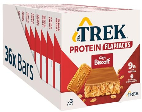JB's TREK High Protein Flapjack Biscoff - Plant Based - Vegan Snack - 50 g x 36 bars