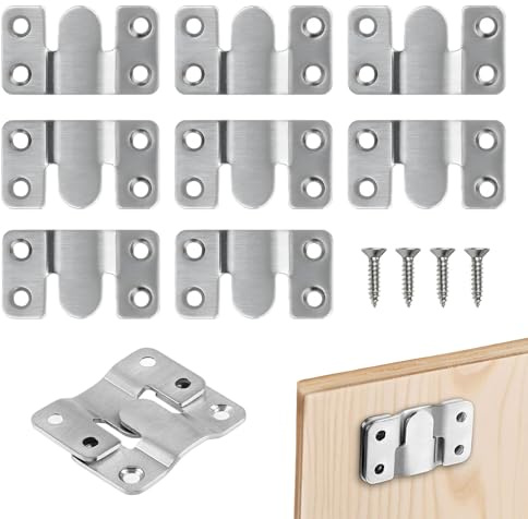 Nevoluxer 10 piezas - Conectores para Muebles de Acero Inoxidable, Soporte Cuadros, Herrajes para Colgar Muebles de Cocina, Marcos de Fotos, Camas y Muebles