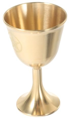 NUOBESTY Coupe Pentagramme en Laiton Doré Grosse Taille pour Rituels Ésotériques, Gobelet Vintage Multifonction pour Offrandes D'eau et Vin, Verre à Vin Rétro Décoratif pour Autel Sacré