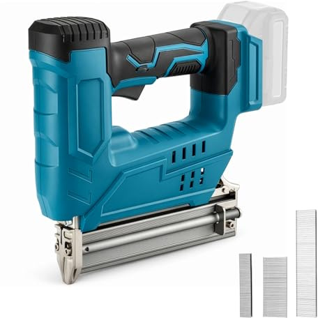 Cordless Nail Gun, 2-in-1 Brad Nailer & Stapler Electric, 120 Shots/Min Includes 400 Nails and 400 Staples for Home Fix Woodworking Tool (Battery and Charger Not Included)