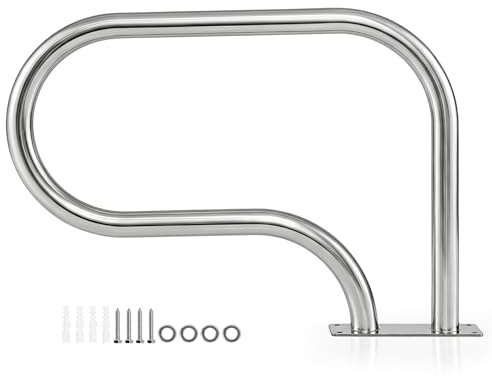 COSTWAY Pasamanos para Piscina de Acero Inoxidable, Barandilla de Seguridad para Piscina con Carga de 180 kg y Montaje Fácil, Barra de Mano para Entrada y Salida de SPA Parque Acuático (82,5 x 57 cm)