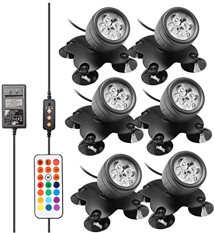 GDBAGKDQK RGB piscina luces sumergible estanque IP68 impermeable bajo el agua acuario focos 36 LED jardín paisaje césped luz Bajo Consumo De EnergíA(6pcs)