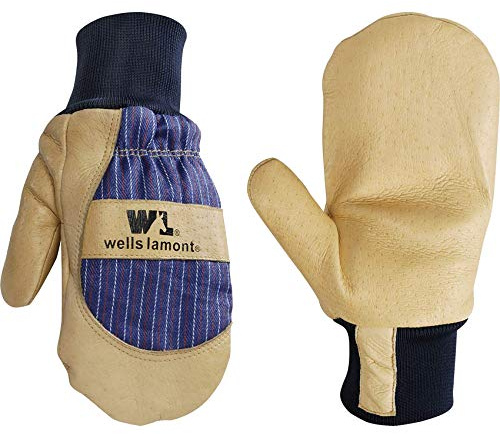 Wells Lamont Men's Leather Palm Thinsulate Winter Mittens, Beige, Large (5135L)