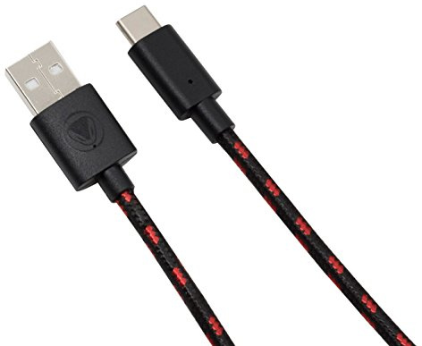 snakebyte Switch USB CHARGE:CABLE - rot/schwarz - 3m Kabellänge, USB Type-C Ladekabel für Nintendo Switch, Smartphones, Controller und Gamepads, robustes Mesh-Kabel