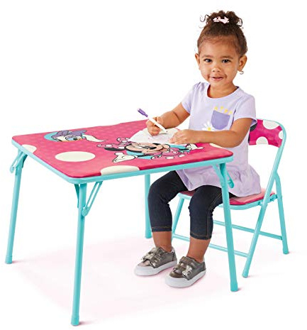 Jakks Pacific Minnie Jr Activity Table Set with One Chairs ,Teal and Red