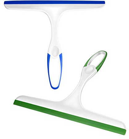 2PCS Squeegee, Multi-Purpose Shower Glass Rubber Squeegees, 22 x 27cm Window Glass Cleaner Scraper for Bathroom Mirror Glass Window Floor (Green/Blue)