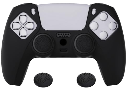 PlayVital Silikon Hülle für ps5 Controller,Case Anti-Rutsche Schutzhülle Hülle Griffe Skin Weiches Gummi Grips für Playstation 5 Wireless Controller(Schwarz)