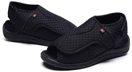 Femmes Extra Larges Ajustable Chaussures pour Diabétiques Pieds Gonflés Oedème Antidérapant Chaussons Orthopédique Bout Ouvert Chaussures d'Intérieur et Extérieur Réglable Confortable, 40 EU, 250