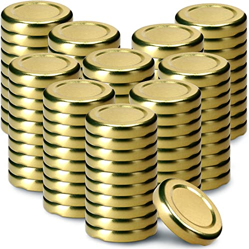 KADAX 100er Set Schraubdeckel TO43 für Gläser 43mm Gold – Twist-Off Ersatzdeckel für 40ml Mini Gläser & Probiergläser, Luftdicht & Spülmaschinenfest