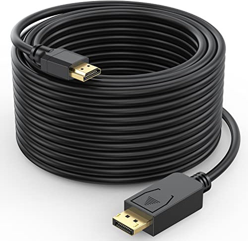 UVOOI 4K DisplayPort -DP till HDMI-kabel, 15,24 m, displayport till HDMI-kabel, 15,24 m, adapter, 4K & 3D, video/ljud, 15,24 m för HDTV, bildskärm, projektor