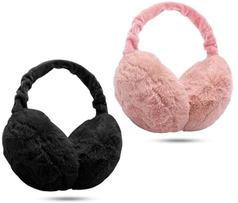 2 Piezas Orejeras de Invierno para Mujer y Hombre, Orejeras de Piel Sintética Plegables Felpa Ajustables