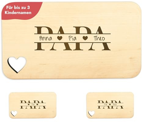 Geschenkfreude Frühstücksbrettchen mit Gravur aus Holz - Schneidebrett Papa - 22,5x12,5x1,2cm - Geschenkideen für Papa - Brotzeitbrett Vater - Brett personalisiert - Geschenke zum Vatertag