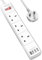 Extension Lead with 4 USB Slots (3.4A, 1 Type C and 3 USB-A Ports),POWSAF Power Strip Surge Protector with 3 way plug extension Socket and 2M Extension cube cable for Home Office Travel,White