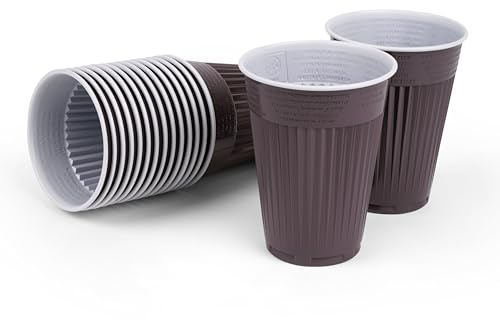 Inoverse 1000 Stück Automatenbecher, 180 ml Braun-Weiß Thermobecher, Heißgetränkebecher, Plastik Kaffeebecher, Automatengängig, Einweg Thermo Becher, Trinkbecher