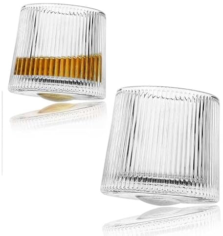utilissimi EDITACASA - Bicchieri Whisky Rum Cognac Liquore Vino Tumbler Vetro Rotanti Degustazione Particolarin Regalo Set da 6 pezzi bilico 150ML