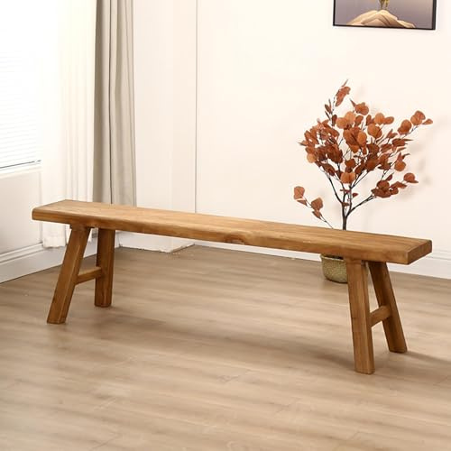 PLMOKN Wooden Narrow Bench Indoor Farmhouse Entryway Long Rustic Noodle for End of Bed Hallway Church Pew Breakfast Nook Kitchen & Dining Room Benches,39.3X10.2X17.7 Inch