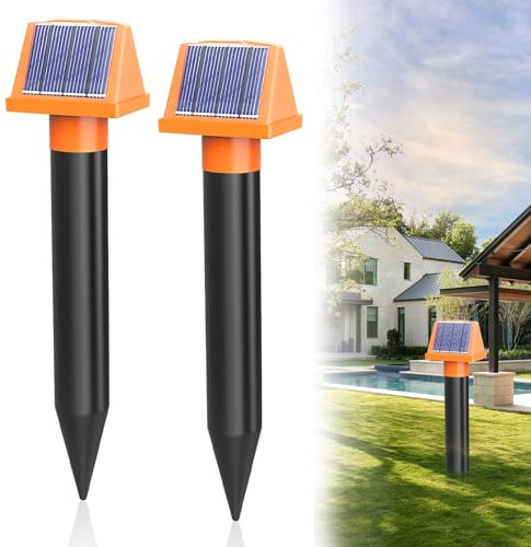 Lot de 2 répulsifs solaires anti-taupes en spirale - Répulsif solaire à ultrasons - IP55 - Répulsif contre les taupes - Répulsif contre les taupes - Pour la pelouse et le jardin - Stable