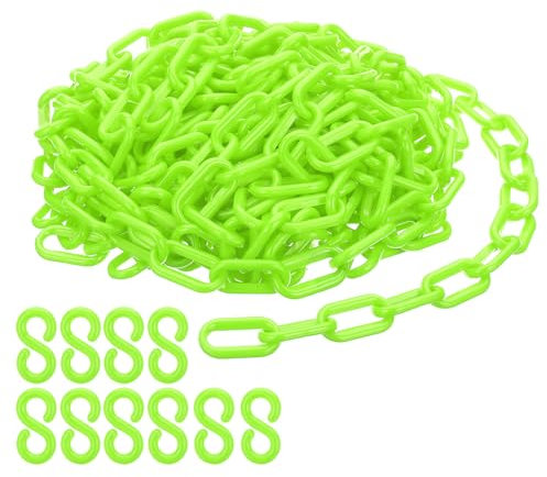 PATIKIL Enlaces de Cadena de Plástico, Cadenas de Seguridad de 30 Pies, Cadenas de Plástico Verdes para Barreras, Control de Multitudes,Espera y Decoración