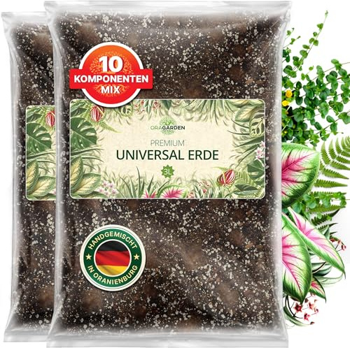 ORAGARDEN Universalerde für Zimmerpflanzen und Garten- 6L Universal Substrat für Pflanzen, Palmen, Blumen, Grünpflanzen - 10 Komponenten Kübelpflanzenerde