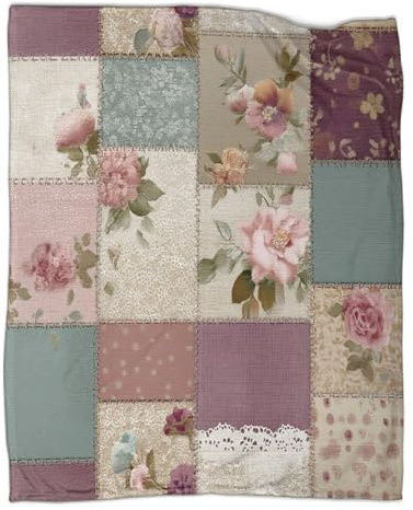 kaiyun Flores Manta 3D Estilo Patchwork Estampada Adecuada para Adolescente Y Adultos Colcha Patchwork para Sofá Cama De Vacaciones 70x80inch(180x200cm)