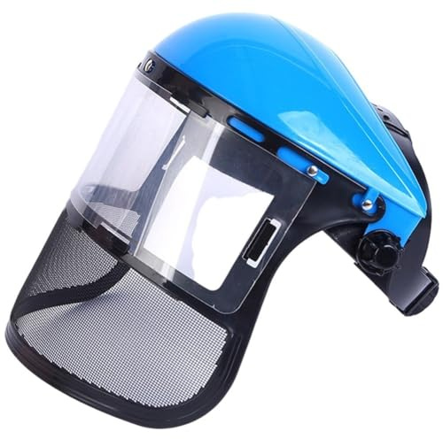 Casco di Sicurezza per Motosega, Casco di Sicurezza per Tagliabordi Giardino, Maschera Protettiva in PVC Montata sulla Testa, Maschera Protettiva a Integrale