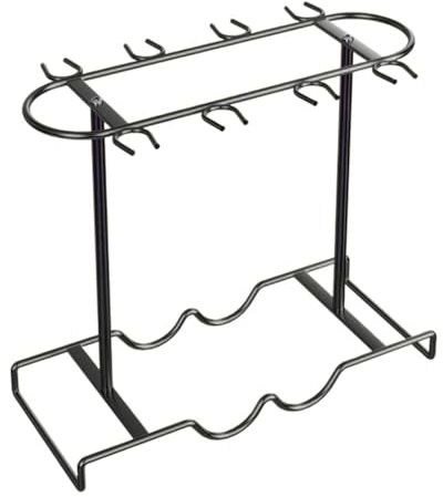 MagiDeal Portabicchieri Da Banco, Espositore in Vetro, Portabottiglie Indipendente, Portacalici Da Tavolo per Ristorante, Bar, Tavolo Da Pranzo, Nero