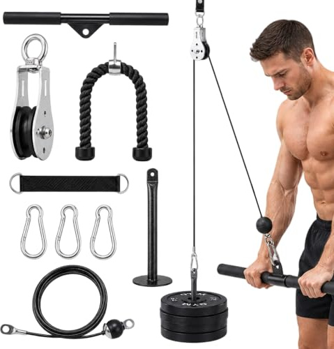 Idota kabeldragning fitness, kabeldrag med trisepssnöre och rak stång | kabeldragning fitness för latdrag biceps triceps träningsutrustning