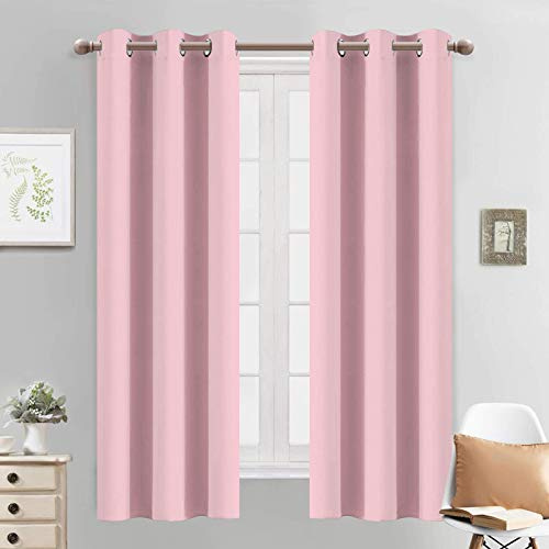 Yakamok Blackout Curtains 38x63 inch Pink Thermal Drapes-Bedroom