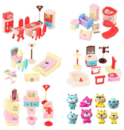 Lot de 50 meubles de maison de poupée pour enfants, petits rêves pour bébés, filles, garçons à partir de 3 ans