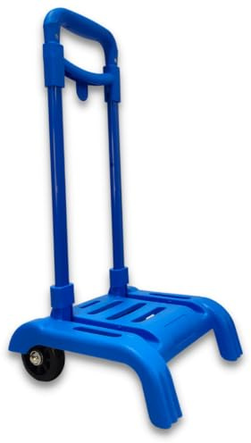 RAYLU PAPER - Carrello porta zaini scuola pieghevole, leggero e resistente con ruote in gomma e maniglia estraibile, carrello per zaini scolastici dimensioni 86 x 27 x 26 cm (blu chiaro)