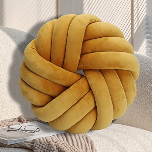 GYCS Cuscino per divano annodato, decorativo scandinavo, cuscino per divano annodato, cuscino per palla di nodo per divano, sedia, letto, auto, decorativo, cioccolato, 30 cm
