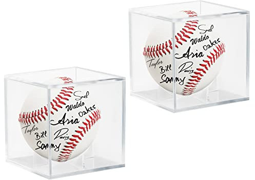 Baseball-Vitrine – UV-geschützter Acryl-Halter für Display, transparente Vitrine, Baseballbox, Erinnerungsstücke, Schaukasten, Autogramm, Ballschutz – passend für offizielle Bälle (2 Stück)