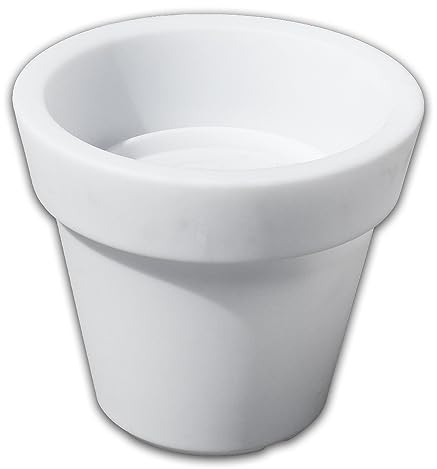 Design-Pflanzkübel ALBA als Pflanzgefäß, Pflanzentopf in Kunststoff weiß mit LED Beleuchtung (RGB solar beleuchtet/H: 44 cm)