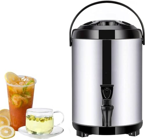 Wasserspender für heißes und kaltes Wasser, Thermobrunnen, Getränkespender aus Edelstahl, großes Fassungsvermögen, 10 – 12 Stunden, Schwarz – 8 l