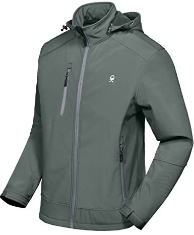 Little Donkey Andy Softshelljacke Herren Wasserdichte Winddichte Atmungsaktive Warm Fleece Übergangsjacke Outdoorjacke mit Kapuze Dunkelgrau 4XL