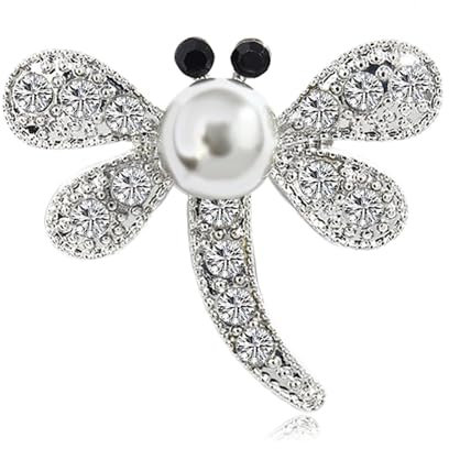 Wendalern Strass Libelle Brosche Pin Diamant Perle Insekt Libelle Pin Kristall Libelle Fliegen Revers Pin Elegant Brautstrauß Brosche Kleidung Korsage Schmuck Für Frauen Mädchen